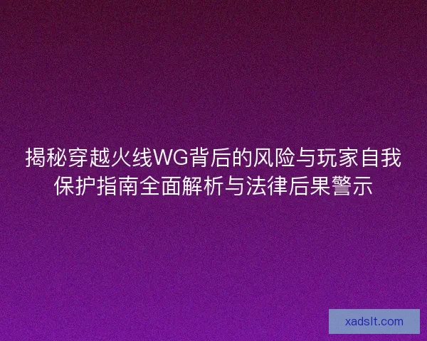 揭秘穿越火线WG背后的风险与玩家自我保护指南全面解析与法律后果警示